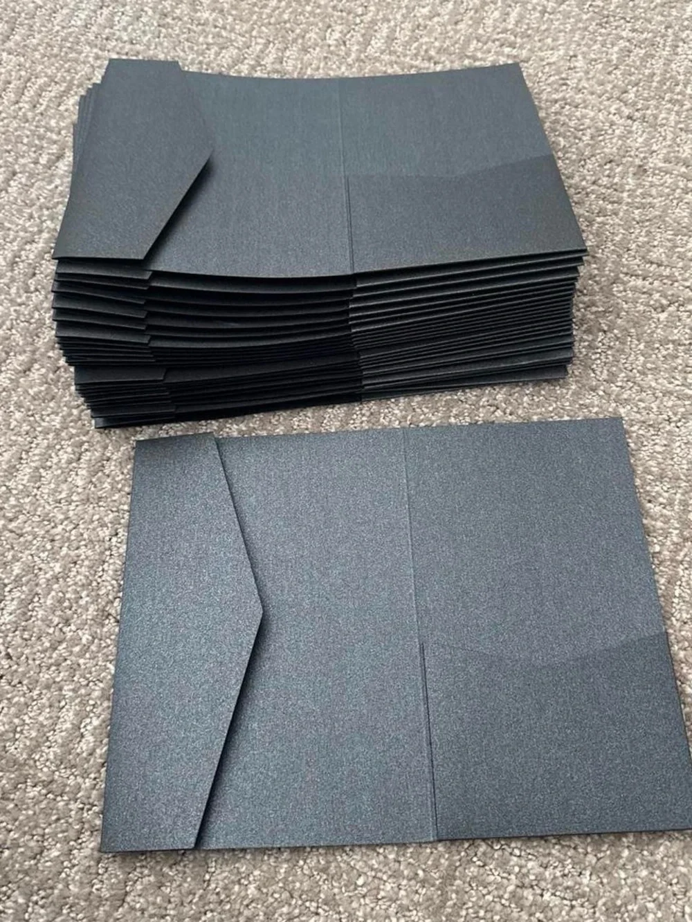 Black Shimmer Party Invitation Folders - Premium Folded Cards